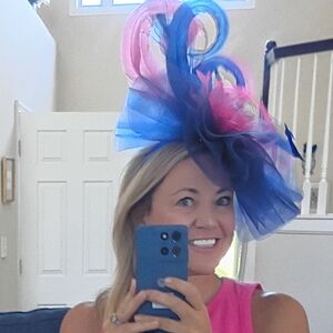 Blue and Pink Fascinator Hat